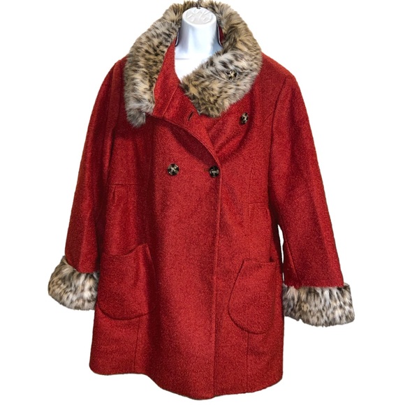 Apt. 9 Jackets & Blazers - APT 9 Burnt Orange Tweed Fur trim Coat 1X